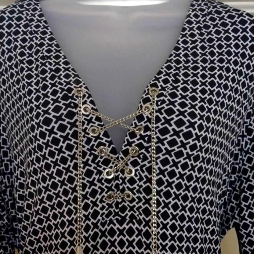 Michael kors chain link lace front dress quarter sleeves